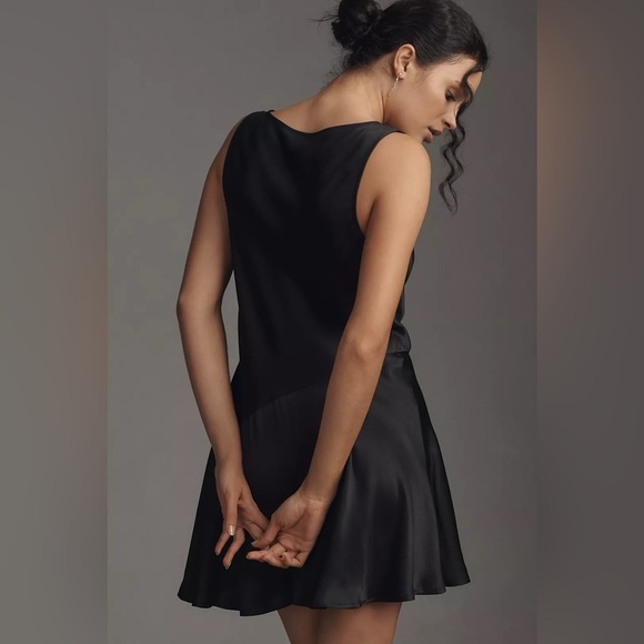 By Anthropologie Cowl-Neck Satin Mini Dress NWT - Picture 4 of 8